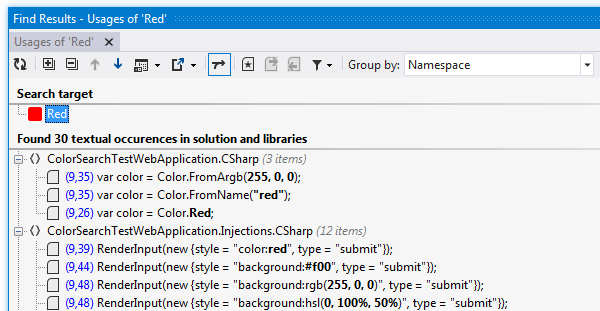 Finally, ReSharper now supports refactorings such as the renaming of identifiers defined in CSS: