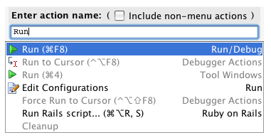 rubymine shortcuts