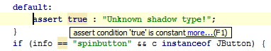 Assert condition true is a constant