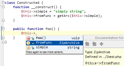 class property types (and even declarations) are extracted from constructor code