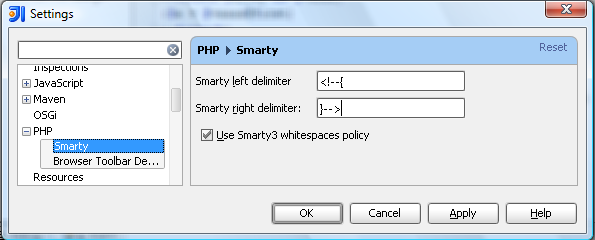 Smarty custom delimiters