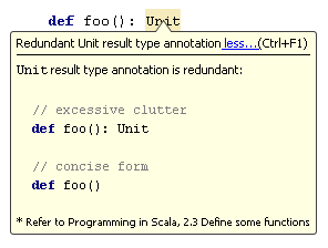 Redundant Unit result type annotation inspection