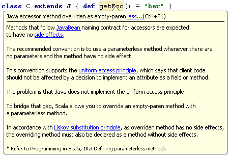 Java accessor method overriden as empty-paren inspection