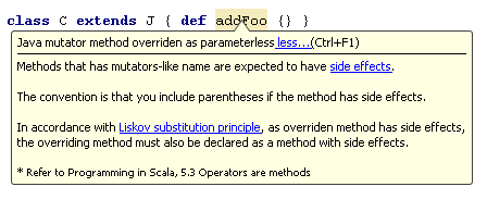 Java mutator method overriden as parameterless inspection