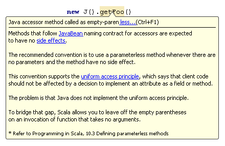 Java accessor method called as empty-paren inspection