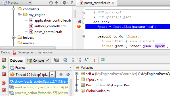 rubymine debug rails