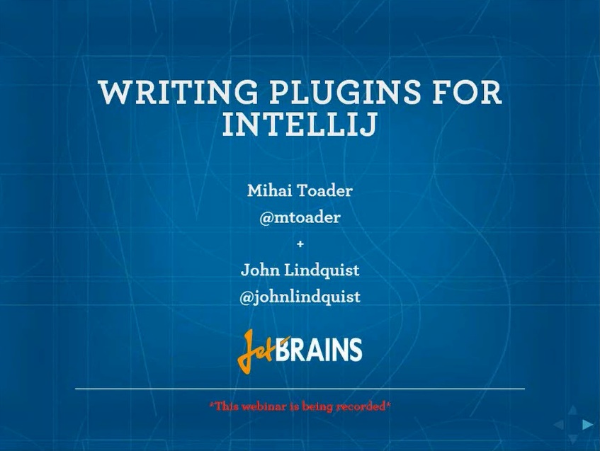 Writing Plugins for IntelliJ IDEA Webinar on YouTube