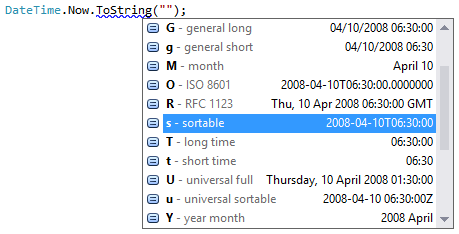 DateTime format completion