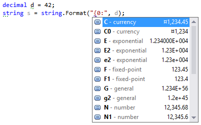 ToString format completion