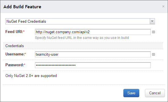 TeamCity package restore from authenticated feed