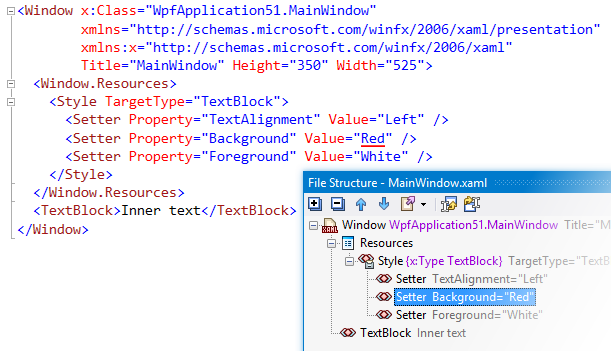 Revisited File Structure window for XAML files