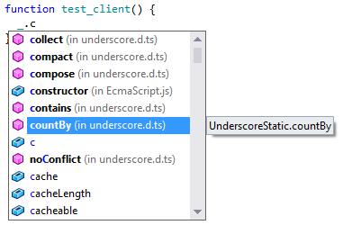 JavaScript code completion with DefinitelyTyped definitions