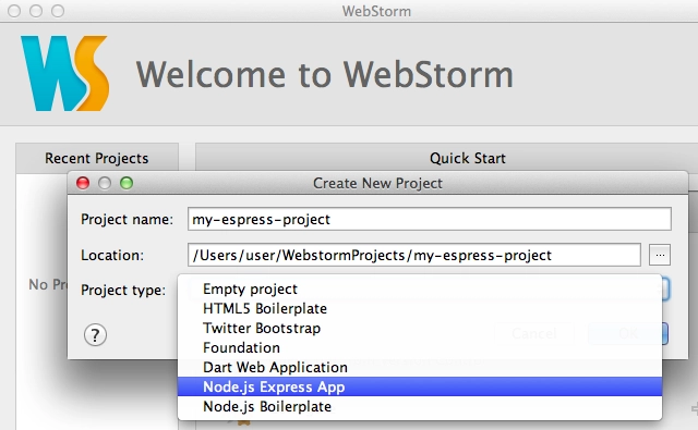 customize template .js webstorm