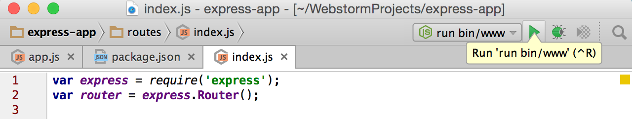 node. js webstorm helloworld program