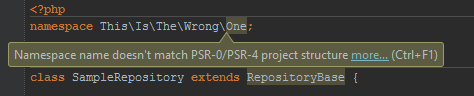 PSR-0, PSR-4 inspection namespace does not match project structure