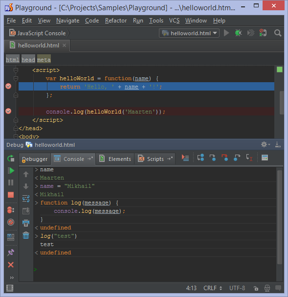 phpstorm javascript