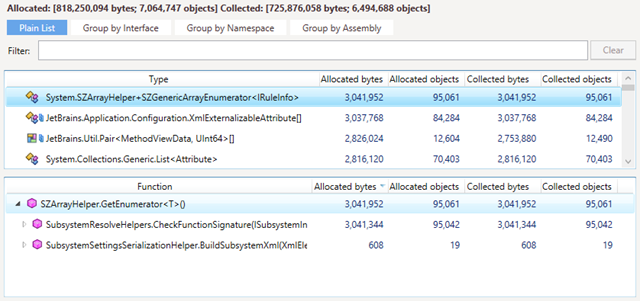 Finding array enumerators using dotMemory 