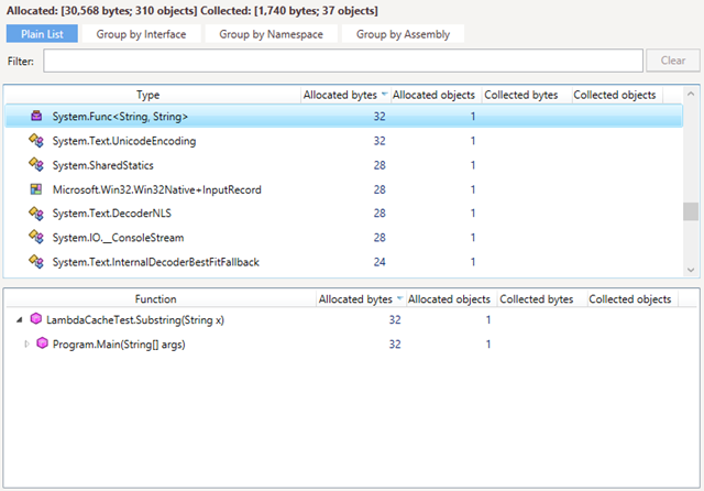 Labdas caching after the fix shown in dotMemory