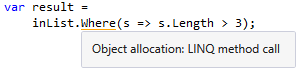 LINQ iterator allocation warning by the HAV plug-in