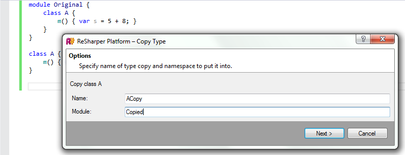 Copy Type refactoring for TypeScript