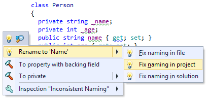 Fix in Scope: more quick-fixes that can be applied in the entire project or solution