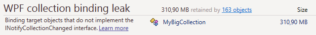 Detect WPF collection binding leak