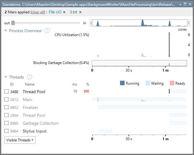 Timeline diagram filtering