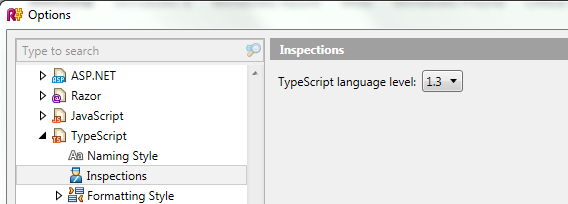 Options for TypeScript in ReSharper 9