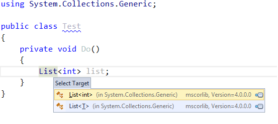 Find usages of generic types in ReSharper 9.1. EAP