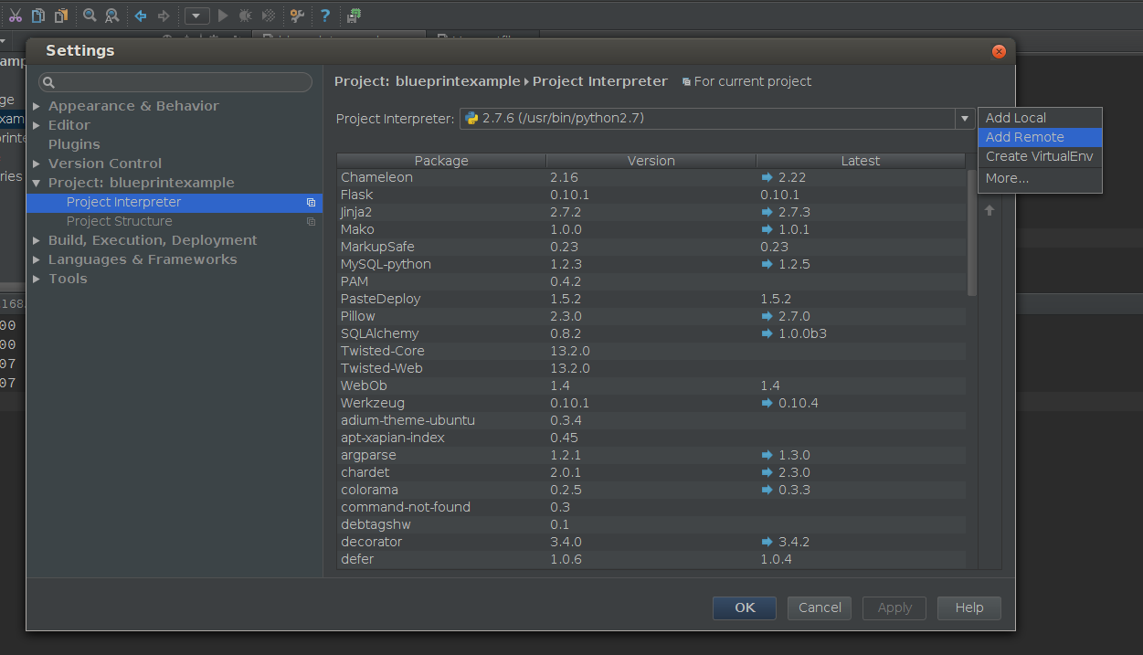 Pycharm удаленный проект