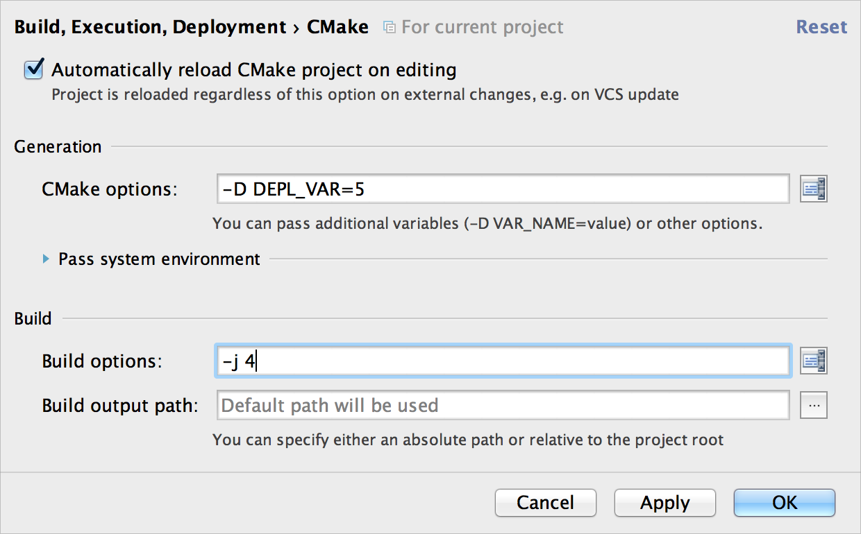 Cmake variables. Cmake options.