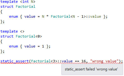 static_assert checking in ReSharper C++