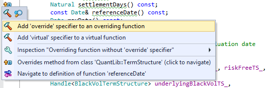 Contect actions in ReSharper C++