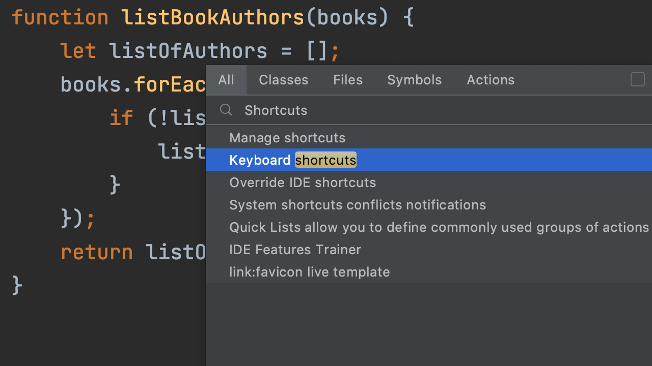 add syntax shortcut in intellij webstorm