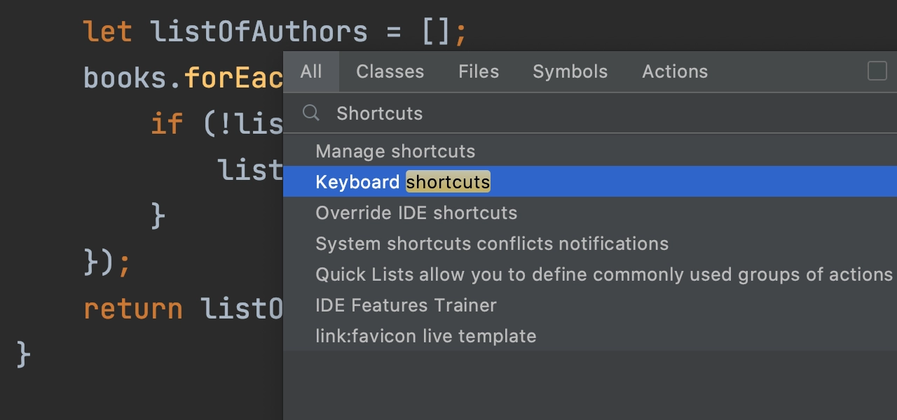 phpstorm shortcuts