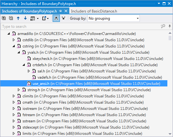 Includes Hierarchy in ReSharper C++
