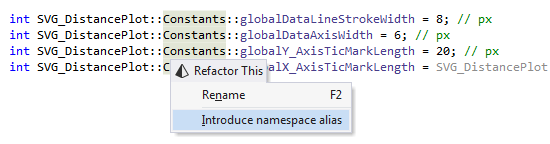 Introduce namespace alias refactoring