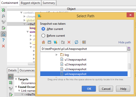 jetbrains webstorm do memory snapshots