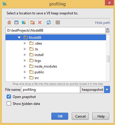 setup debugger node js webstorm