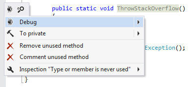 ReSharper's Debug context action