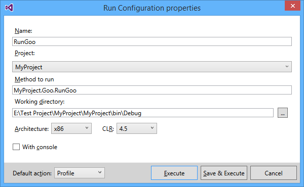 Run configuration properties