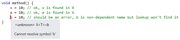 ReSharper C++ unqualified dependent lookup error