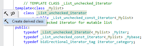 Create derived class action in ReSharper C++