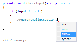 ReSharper's postfix template to throw an exception (before expanding)