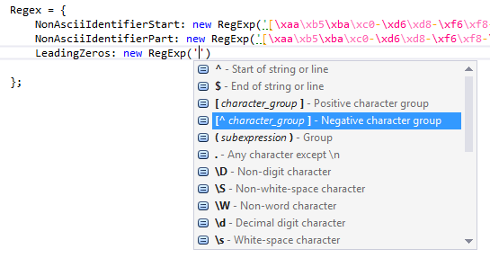 JavaScript regular expressions via RegExp objects