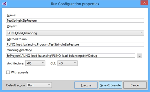 Run configuration properties