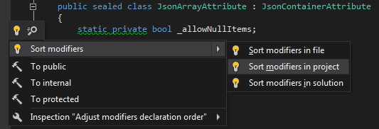 A quick-fix to improve the order of modifiers