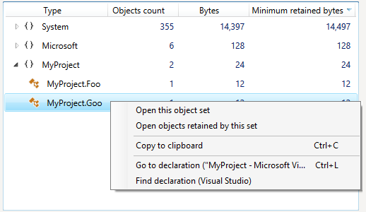 Go to declaration context menu