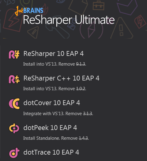 Several v10 products as seen in the ReSharper Ultimate installer