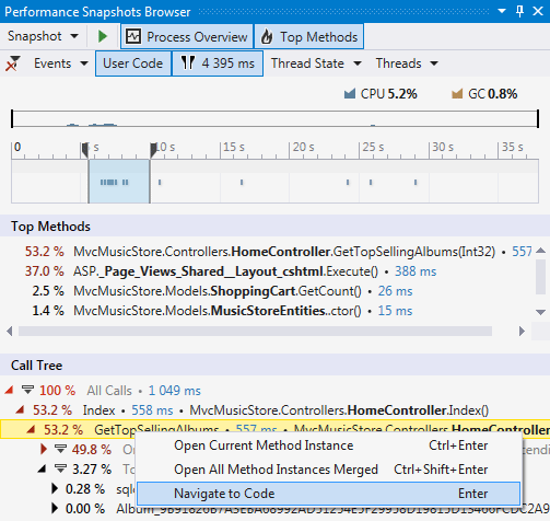 Timeline profiling in Visual Studio